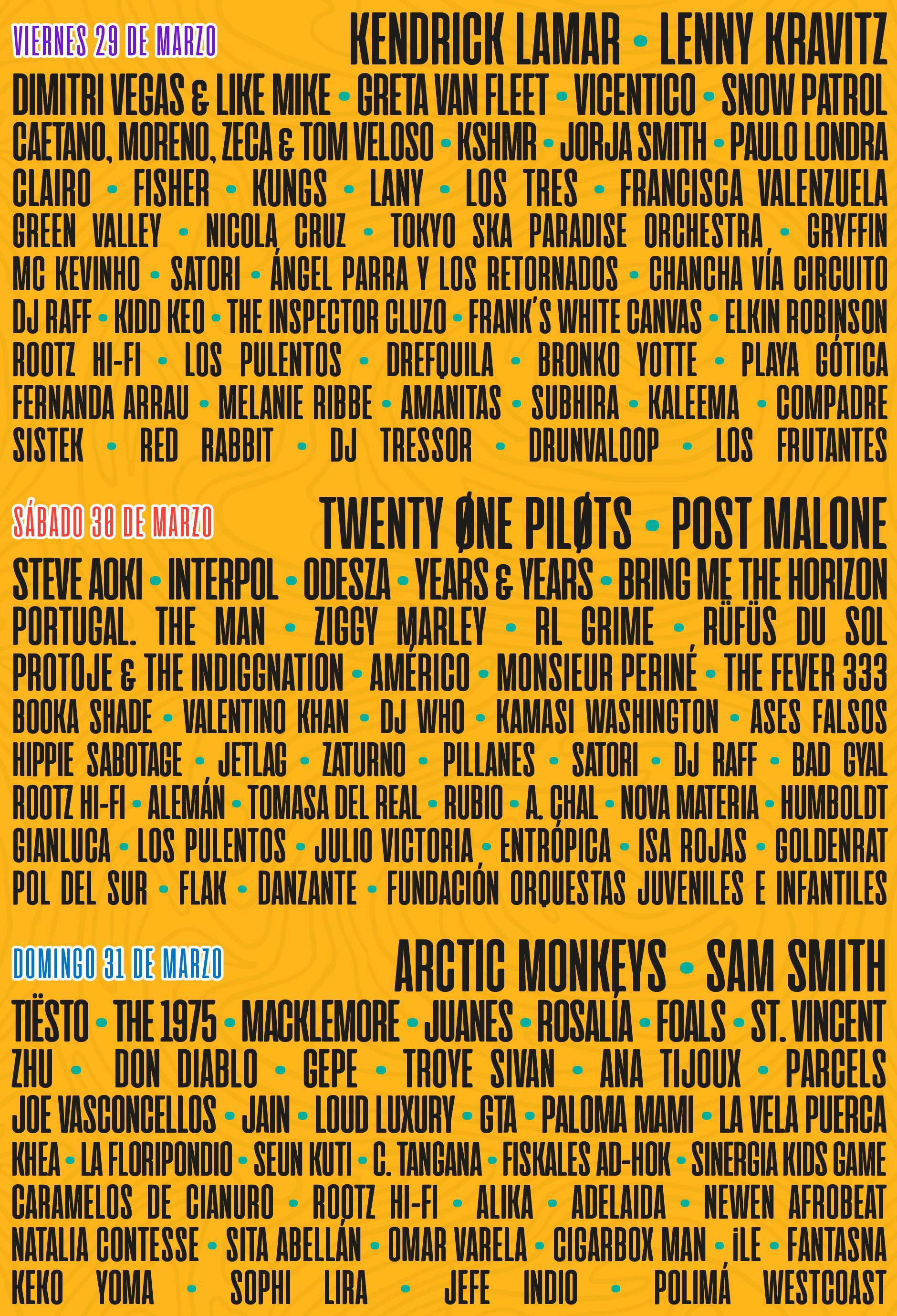 Lineup do Lollapalooza Chile 2019