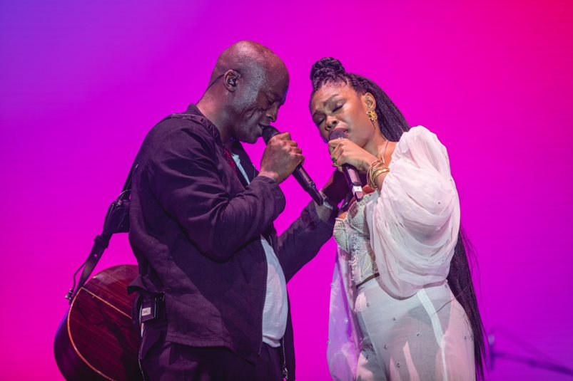 Seal e Xenia França no palco Sunset do Rock in Rio 2019 (Diego Padilha - 27.set.2019/Divulgação)